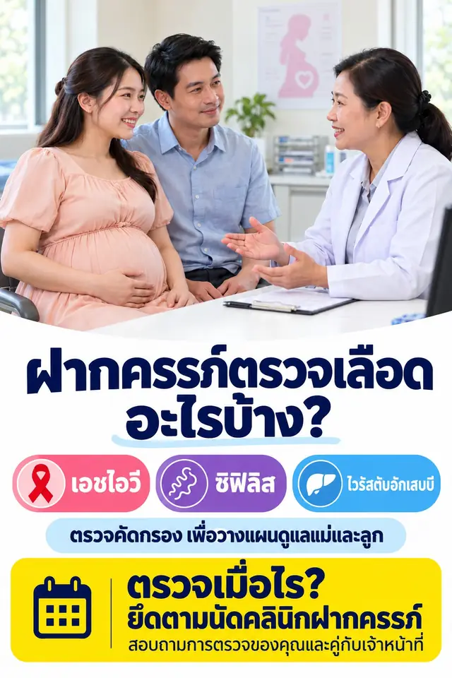 ฝากครรภ์ตรวจเลือดอะไรบ้าง เอชไอวี ซิฟิลิส ตับอักเสบบี